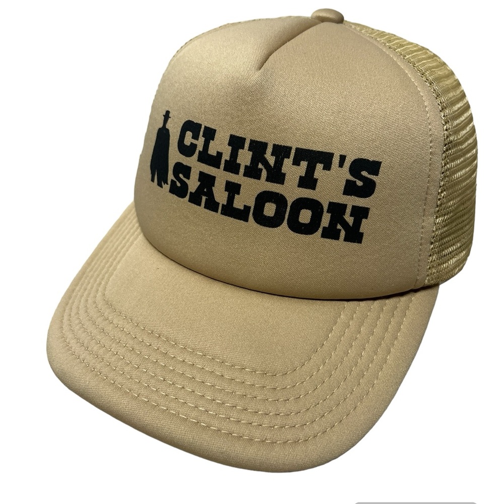 Melonwear Clint’s Saloon tan beige trucker hat SnapBack adjustable unisex
